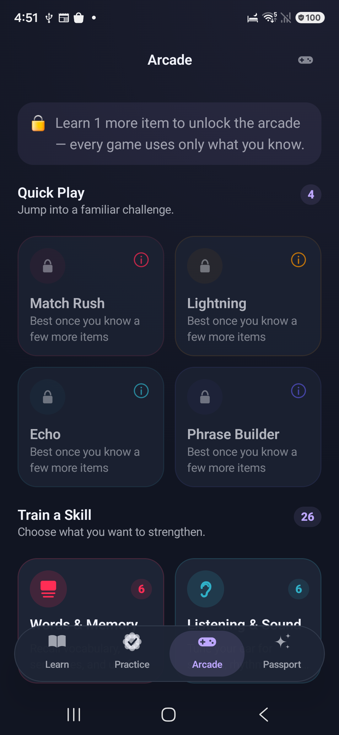 The Loquus Arcade, a collection of games for practising language skills.